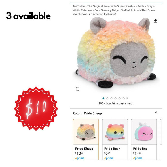 New in package TeeTurtle The Original Reversible Sheep Plushie 4" x 3" x 4" - Picture 2 of 3